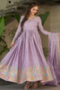 Adorable Lavender Thread Work Chinon Gown With Dupatta