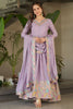 Adorable Lavender Thread Work Chinon Gown With Dupatta