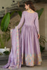 Adorable Lavender Thread Work Chinon Gown With Dupatta