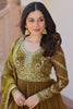 Amazing Mehendi Green Sequins Embroidery Organza Mehendi Wear Gown