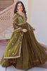Amazing Mehendi Green Sequins Embroidery Organza Mehendi Wear Gown