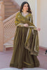 Amazing Mehendi Green Sequins Embroidery Organza Mehendi Wear Gown
