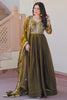Amazing Mehendi Green Sequins Embroidery Organza Mehendi Wear Gown