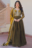 Amazing Mehendi Green Sequins Embroidery Organza Mehendi Wear Gown