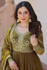 Amazing Mehendi Green Sequins Embroidery Organza Mehendi Wear Gown