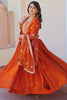 Awesome Orange Zari Embroidery Organza Festival Wear Gown With Dupatta