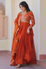 Awesome Orange Zari Embroidery Organza Festival Wear Gown With Dupatta