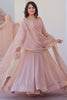 Astonishing Peach Chiffon Event Wear Gown With Sequin Dupatta