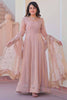 Astonishing Peach Chiffon Event Wear Gown With Sequin Dupatta