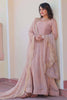 Astonishing Peach Chiffon Event Wear Gown With Sequin Dupatta