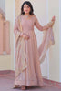 Astonishing Peach Chiffon Event Wear Gown With Sequin Dupatta
