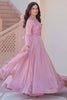 Outstanding Pink Chiffon Function Wear Gown With Sequins Work Dupatta