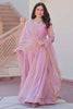 Outstanding Pink Chiffon Function Wear Gown With Sequins Work Dupatta
