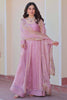 Outstanding Pink Chiffon Function Wear Gown With Sequins Work Dupatta