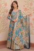 Glamorous Sky Blue Floral Printed Silk Event Wear Gown With Dupatta