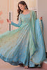Delightful Blue Sequins Organza Function Wear Gown With Dupatta