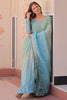 Delightful Blue Sequins Organza Function Wear Gown With Dupatta