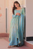Delightful Blue Sequins Organza Function Wear Gown With Dupatta