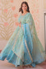 Delightful Blue Sequins Organza Function Wear Gown With Dupatta