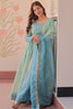 Delightful Blue Sequins Organza Function Wear Gown With Dupatta