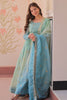 Delightful Blue Sequins Organza Function Wear Gown With Dupatta