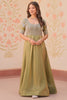 Spectacular Pista Green Bead Work Organza Event Wear Gown