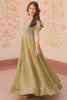 Spectacular Pista Green Bead Work Organza Event Wear Gown