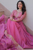 Charming Pink Sequins Organza Engagement Wear Gown With Dupatta