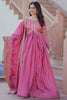 Charming Pink Sequins Organza Engagement Wear Gown With Dupatta