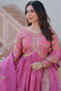 Charming Pink Sequins Organza Engagement Wear Gown With Dupatta