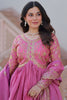 Charming Pink Sequins Organza Engagement Wear Gown With Dupatta