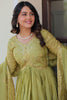 Tantalizing Pista Green Sequins Organza Festival Wear Gown