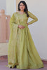 Tantalizing Pista Green Sequins Organza Festival Wear Gown