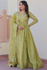 Tantalizing Pista Green Sequins Organza Festival Wear Gown
