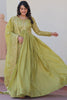 Tantalizing Pista Green Sequins Organza Festival Wear Gown