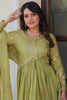 Tantalizing Pista Green Sequins Organza Festival Wear Gown