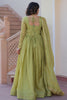 Tantalizing Pista Green Sequins Organza Festival Wear Gown