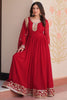 Precious Maroon Sequins Georgette Festival Wear Gown With Dupatta