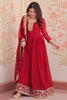 Precious Maroon Sequins Georgette Festival Wear Gown With Dupatta