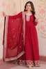 Precious Maroon Sequins Georgette Festival Wear Gown With Dupatta
