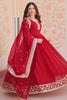 Precious Maroon Sequins Georgette Festival Wear Gown With Dupatta