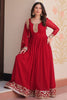 Precious Maroon Sequins Georgette Festival Wear Gown With Dupatta