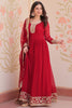 Precious Maroon Sequins Georgette Festival Wear Gown With Dupatta