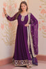 Fabulous Purple Sequins Georgette Reception Wear Gown With Dupatta
