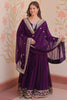 Fabulous Purple Sequins Georgette Reception Wear Gown With Dupatta