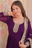 Fabulous Purple Sequins Georgette Reception Wear Gown With Dupatta