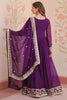 Fabulous Purple Sequins Georgette Reception Wear Gown With Dupatta