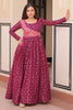Wonderful Wine Color Zari Weaving Cotton Festival Wear Gown