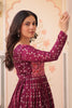 Wonderful Wine Color Zari Weaving Cotton Festival Wear Gown