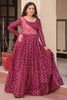 Wonderful Wine Color Zari Weaving Cotton Festival Wear Gown